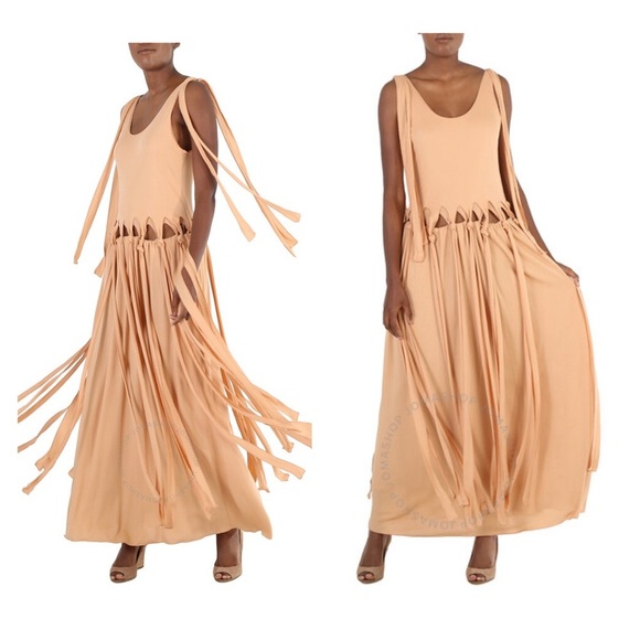 CHLOE Fringe Maxi Dress Beige Tan Knit Sleeveless Boho Resort FR 38 US 6 NWT NEW - Picture 2 of 14